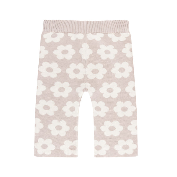 Jacquard Knit Flare Pants - Neutral Flower