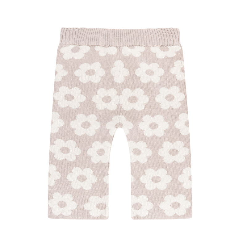Jacquard Knit Flare Pants - Neutral Flower