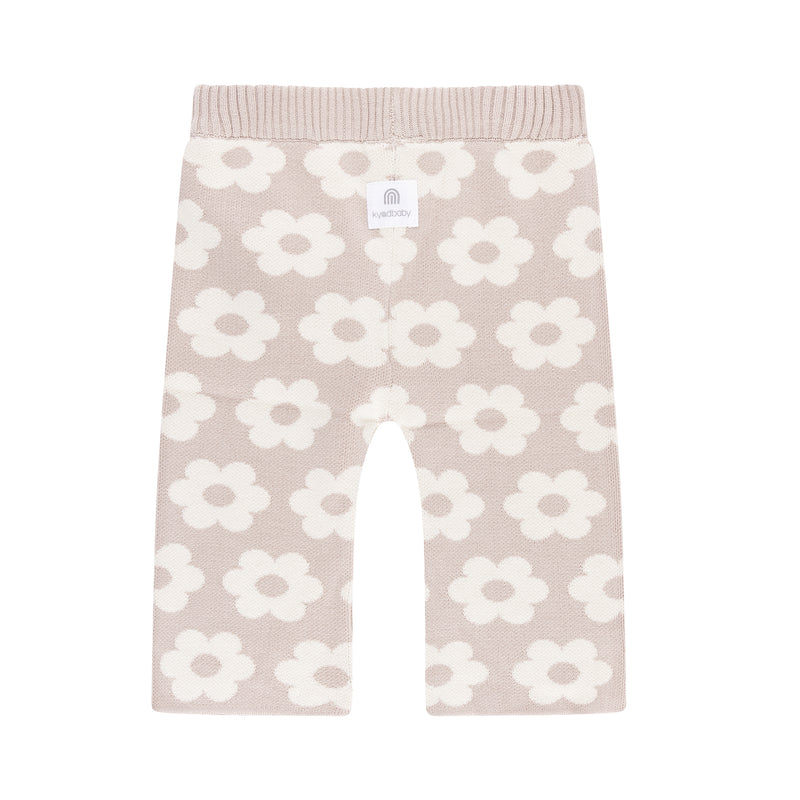 Jacquard Knit Flare Pants - Neutral Flower