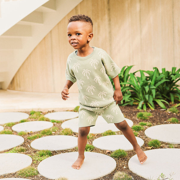 Palm Knit Jacquard Top - Sage