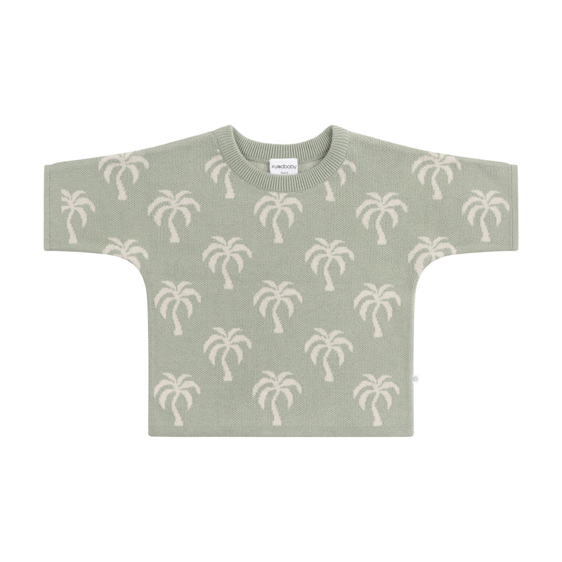 Palm Knit Jacquard Top - Sage