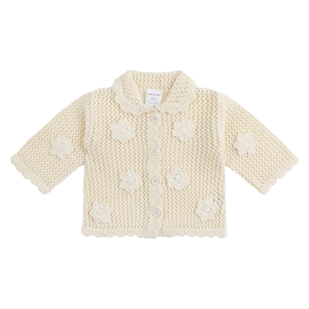 Knit Crochet Daisy Cardigan - Vanilla