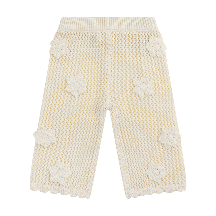 Knit Crochet Daisy Flare Pant - Vanilla
