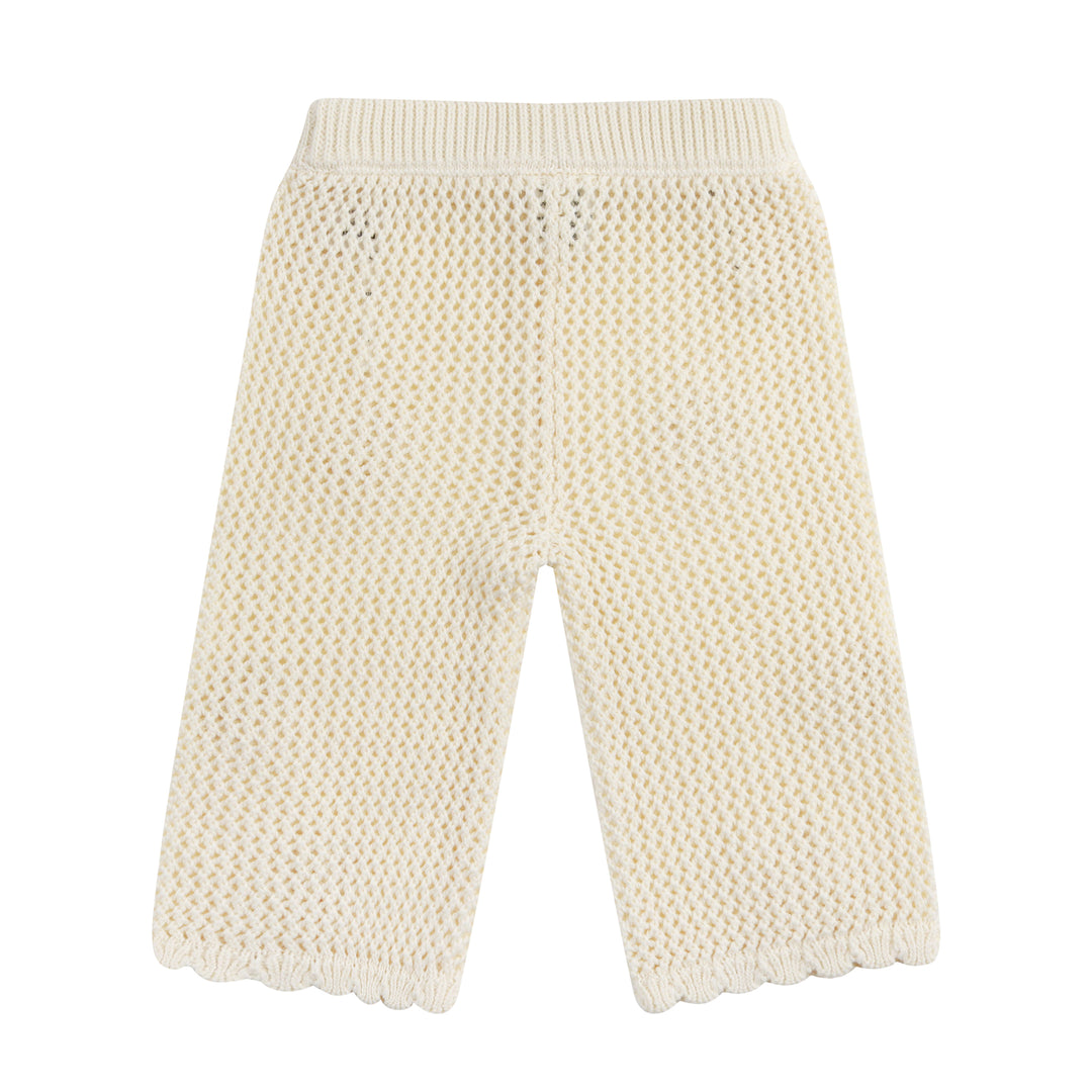 Knit Crochet Daisy Flare Pant - Vanilla