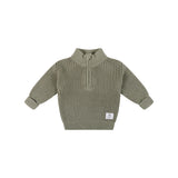 Knit Rib Half Zip Jumper - Olive
