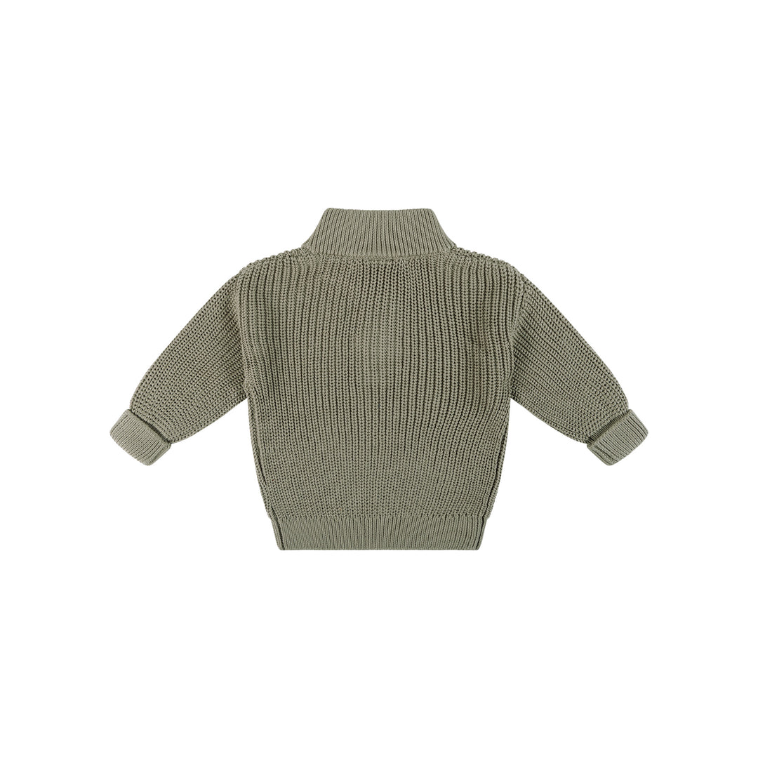 Knit Rib Half Zip Jumper - Olive