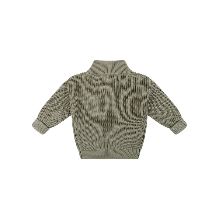 Knit Rib Half Zip Jumper - Olive