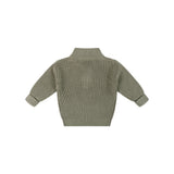 Knit Rib Half Zip Jumper - Olive