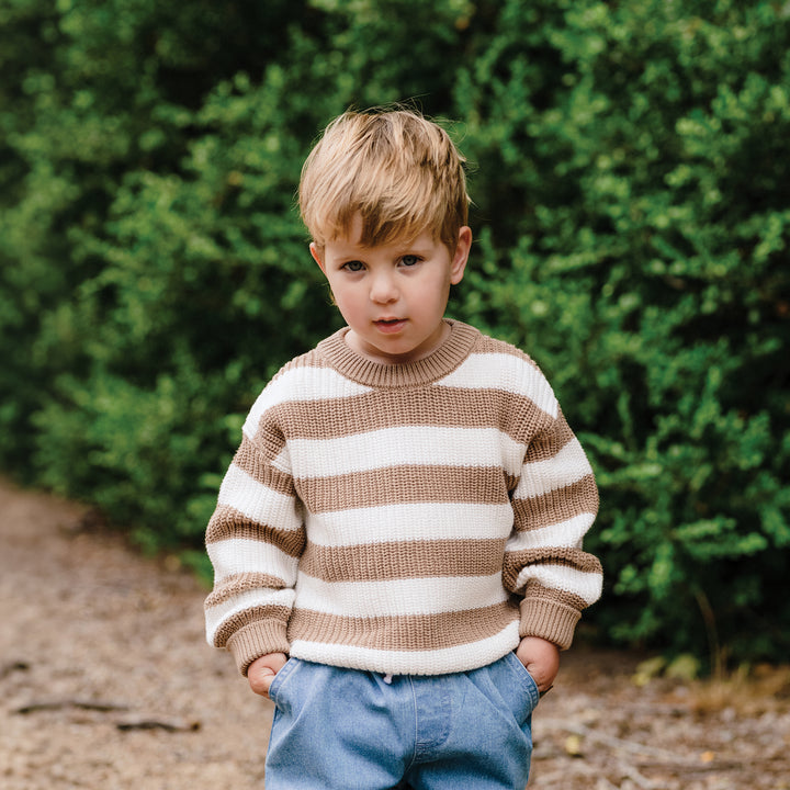 Knit Stripe Jumper - Mocha Stripe