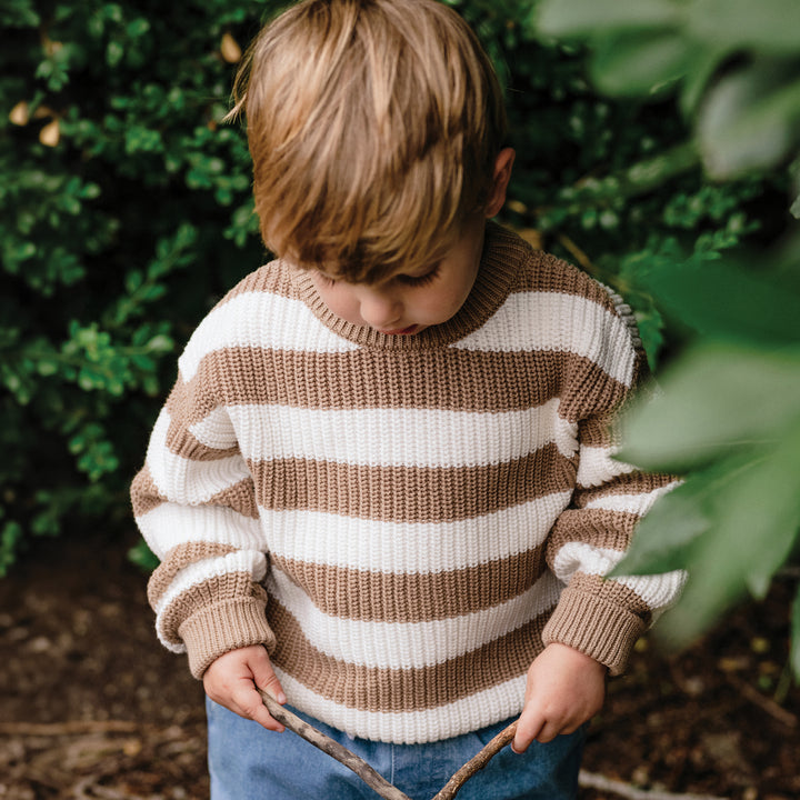 Knit Stripe Jumper - Mocha Stripe