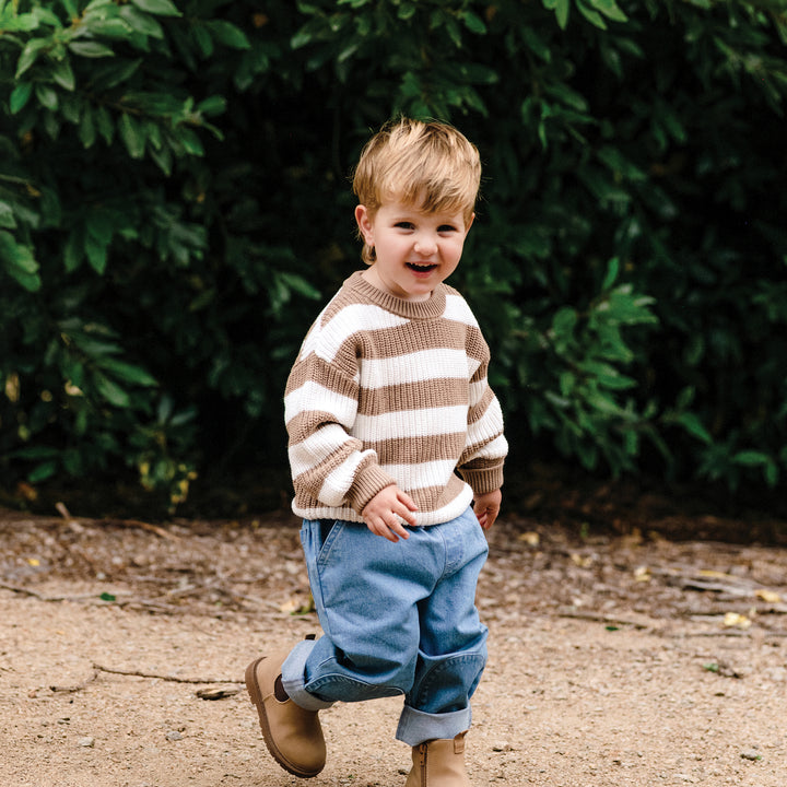 Knit Stripe Jumper - Mocha Stripe