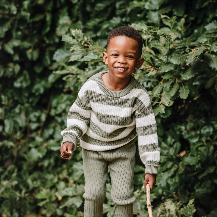 Knit Stripe Jumper - Olive Stripe