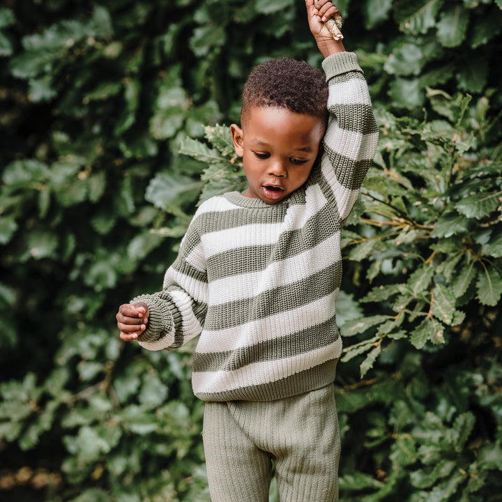 Knit Stripe Jumper - Olive Stripe