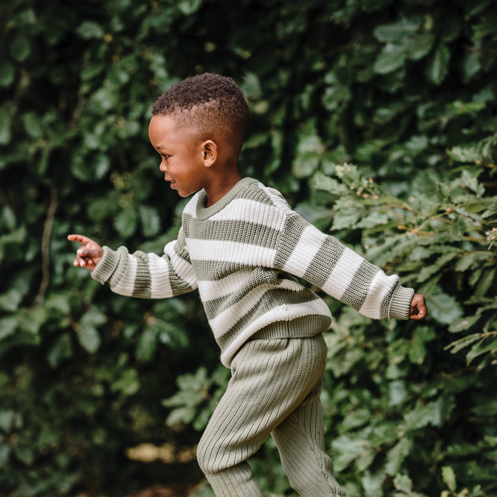Knit Stripe Jumper - Olive Stripe