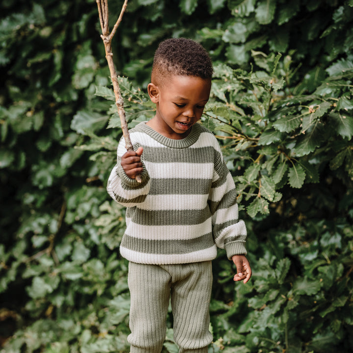 Knit Stripe Jumper - Olive Stripe