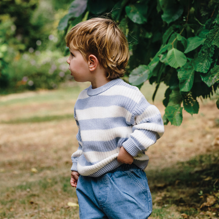 Knit Stripe Jumper - Sky Blue Stripe