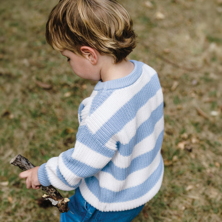 Knit Stripe Jumper - Sky Blue Stripe