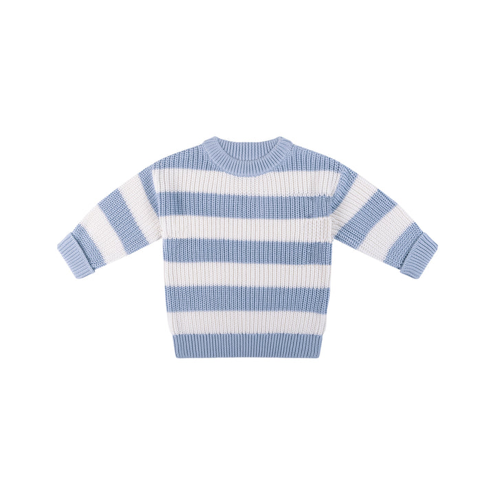 Knit Stripe Jumper - Sky Blue Stripe