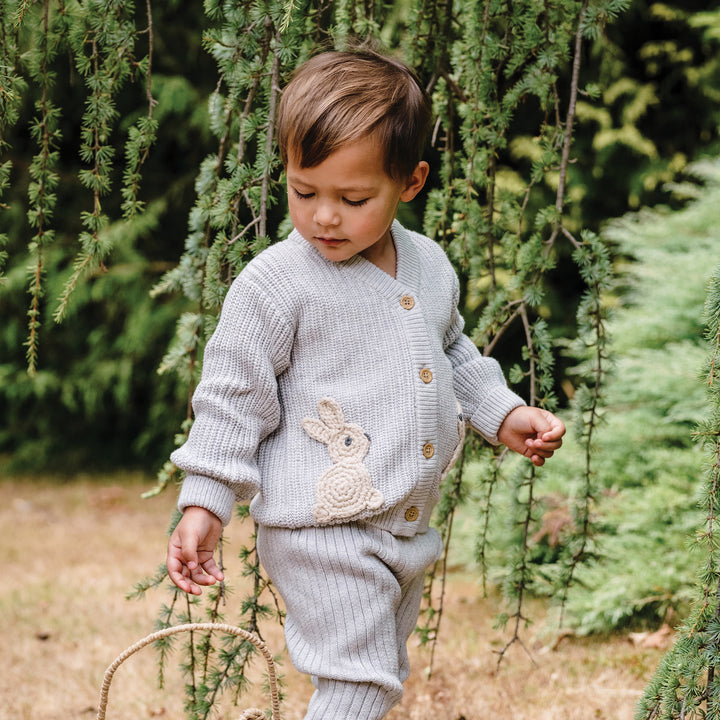 Knit Bunny Cardigan - Snow Marle