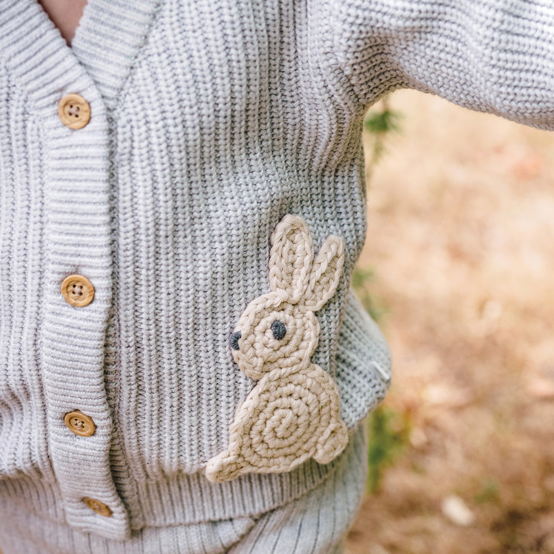 Knit Bunny Cardigan - Snow Marle