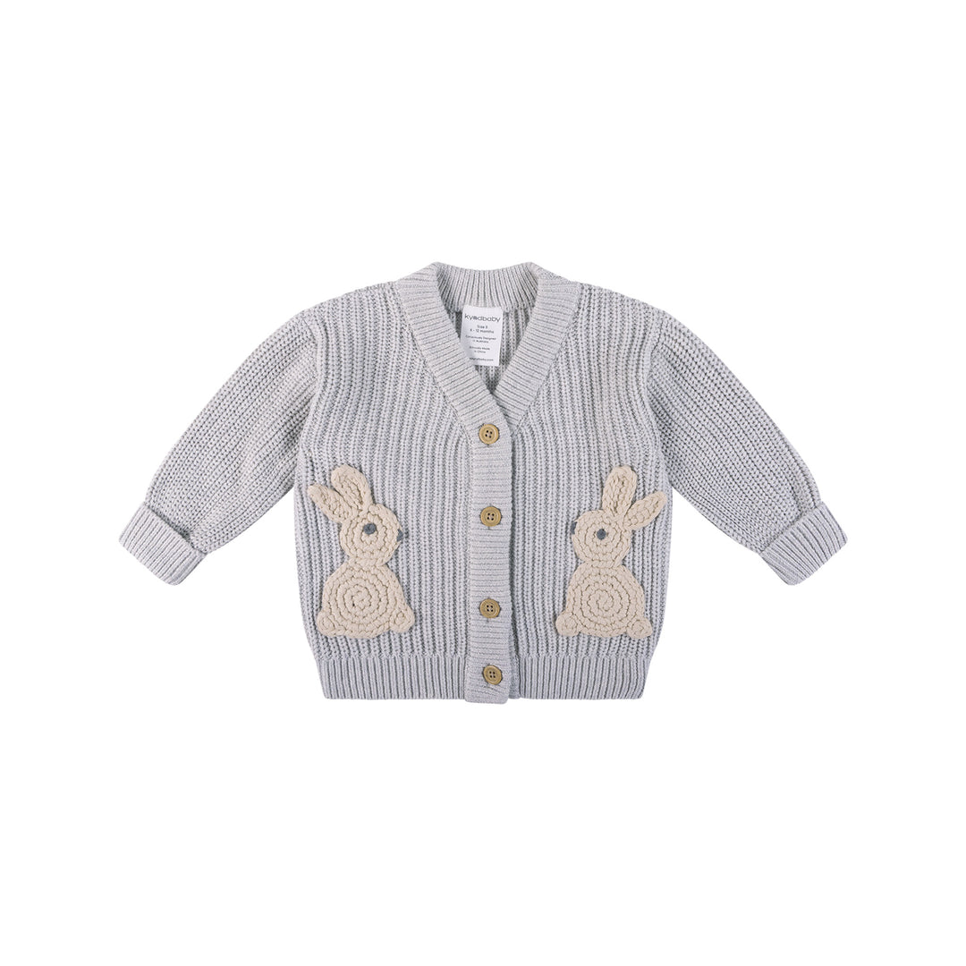 Knit Bunny Cardigan - Snow Marle