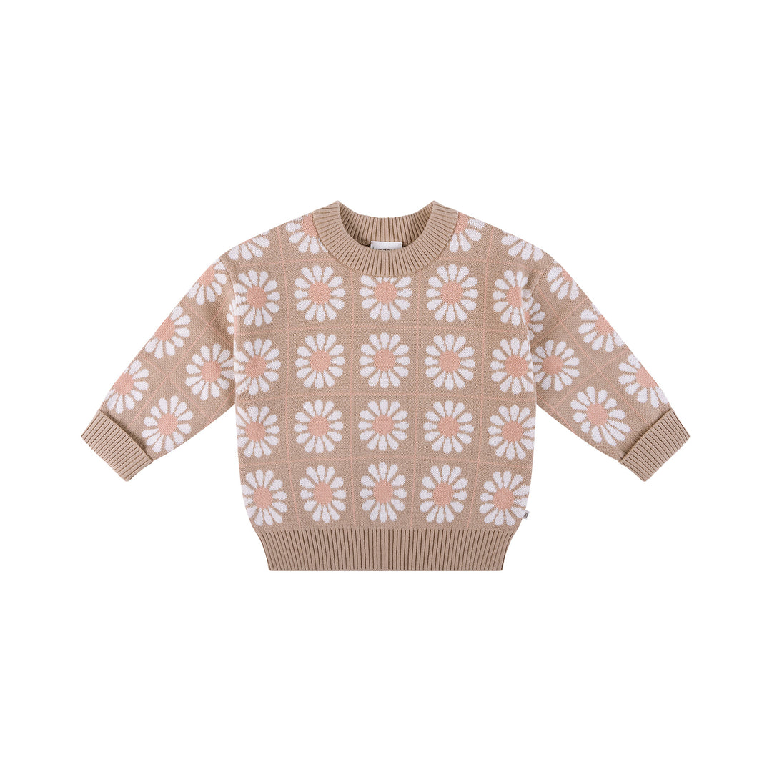 Knit Jumper - Grid Floral