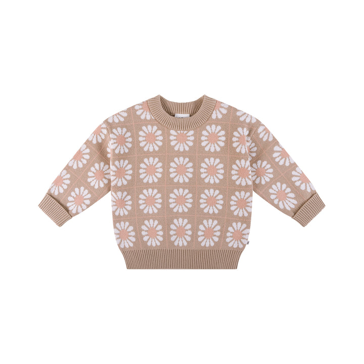 Knit Jumper - Grid Floral