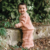 Knit Flare Pant - Pink Heart