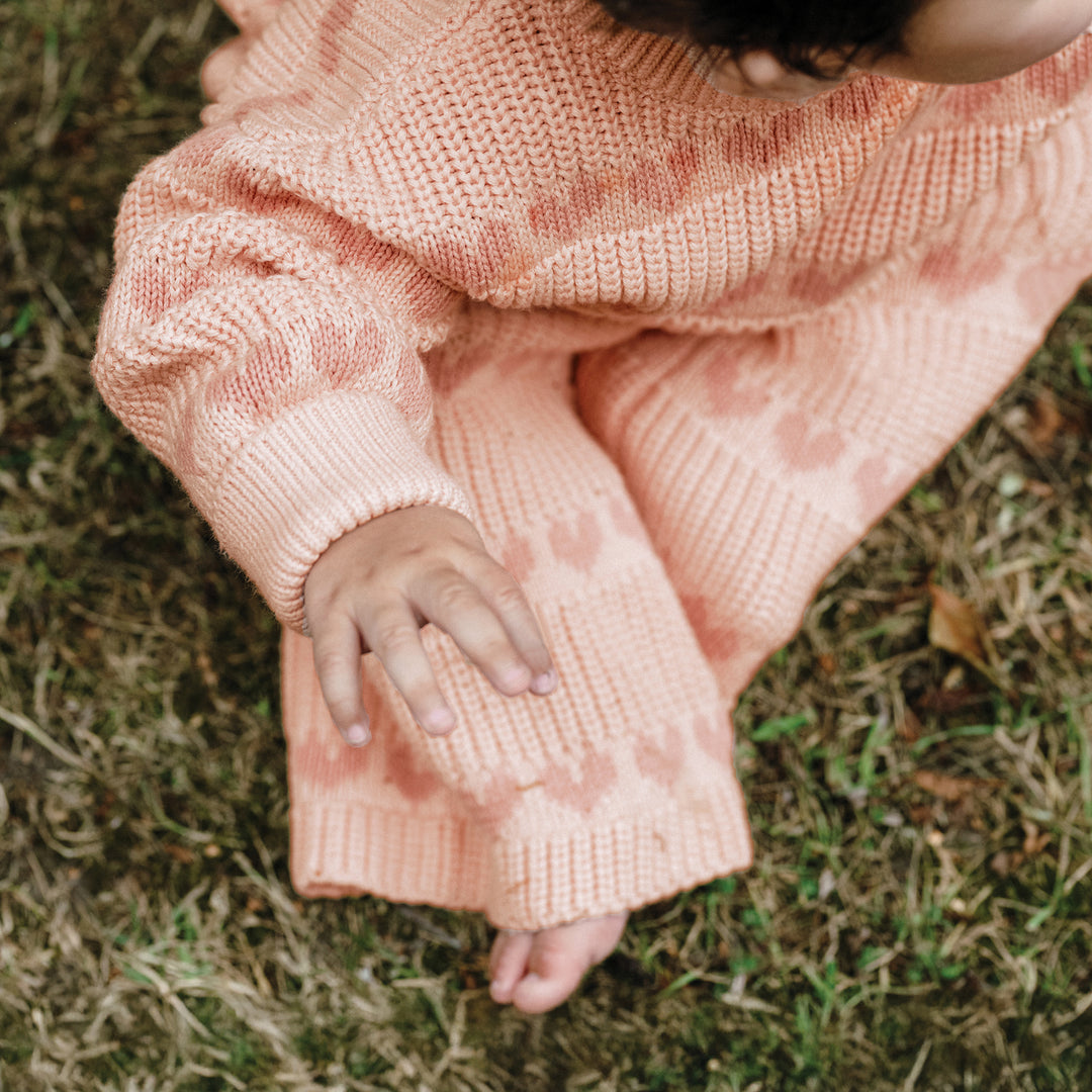 Knit Flare Pant - Pink Heart