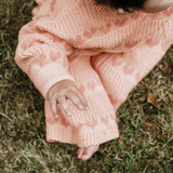 Knit Flare Pant - Pink Heart