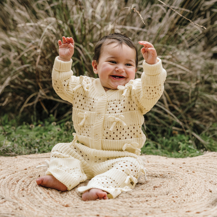 Knit Bow Cardigan - Ivory