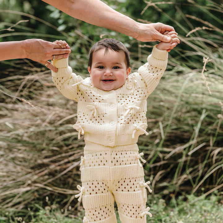 Knit Bow Cardigan - Ivory