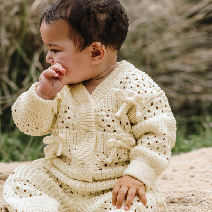 Knit Bow Cardigan - Ivory