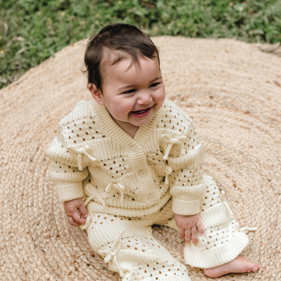 Knit Bow Cardigan - Ivory