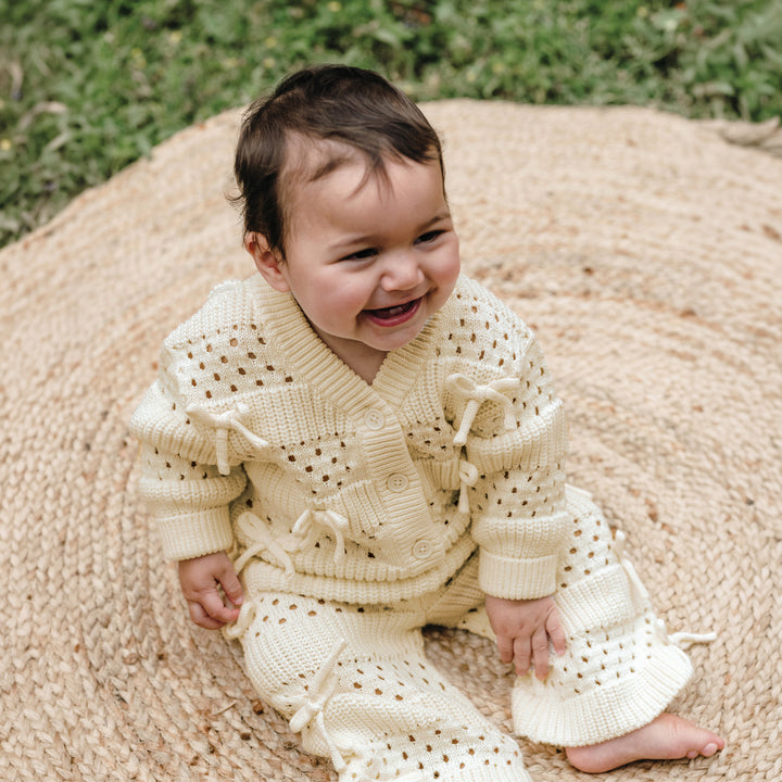 Knit Bow Cardigan - Ivory