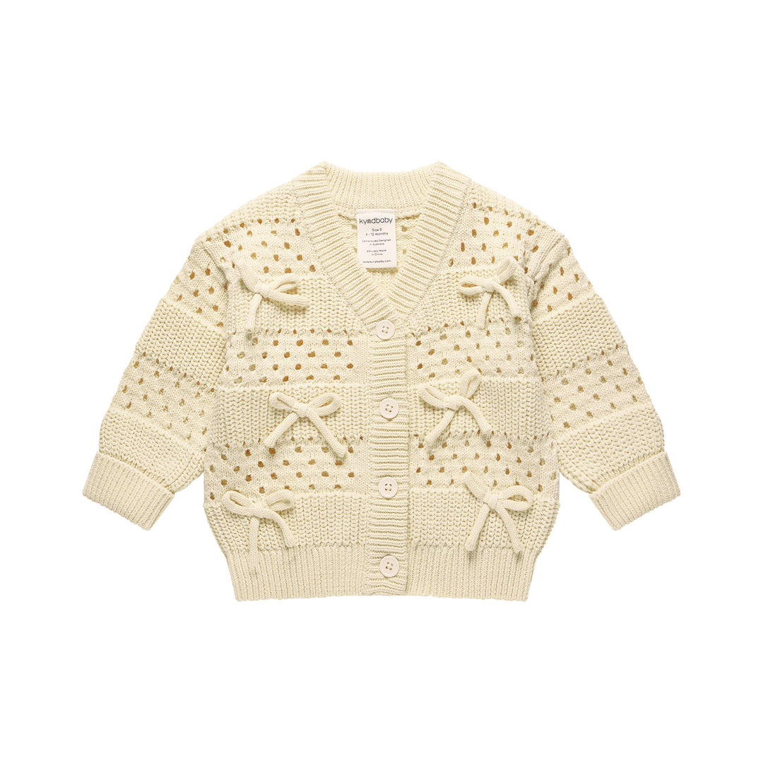 Knit Bow Cardigan - Ivory