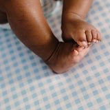 Fitted Cot Sheet - Blue Gingham