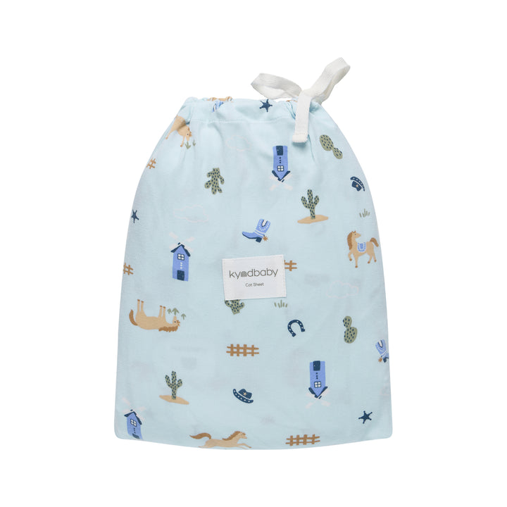 Fitted Cot Sheet - Country Blue