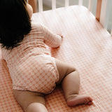 Fitted Cot Sheet - Heart Gingham