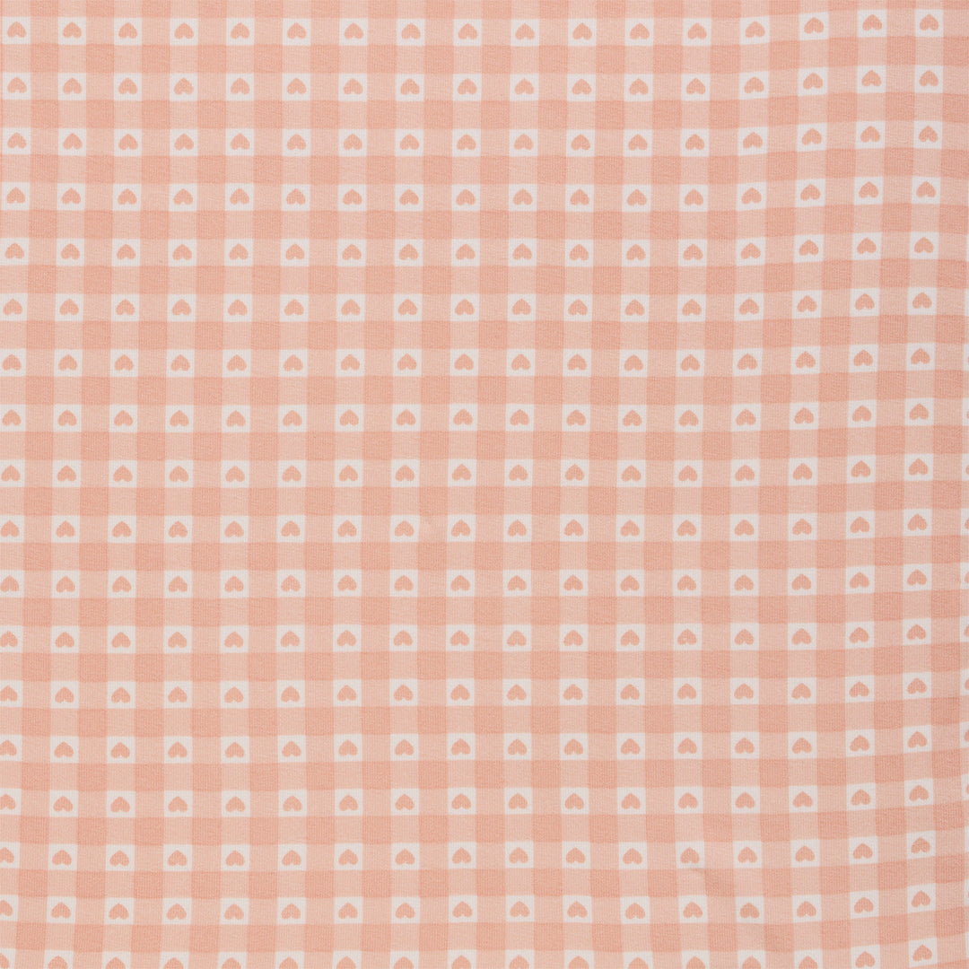 Fitted Cot Sheet - Heart Gingham