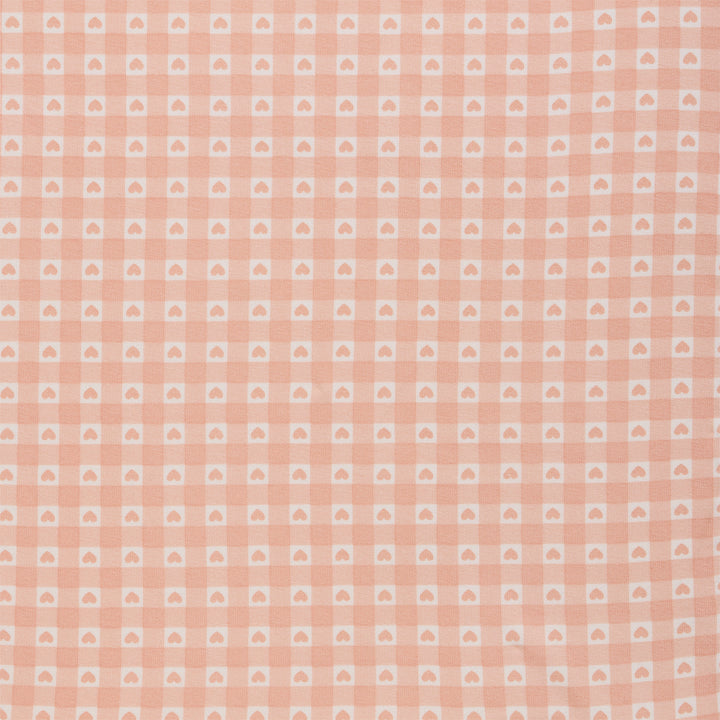 Fitted Cot Sheet - Heart Gingham