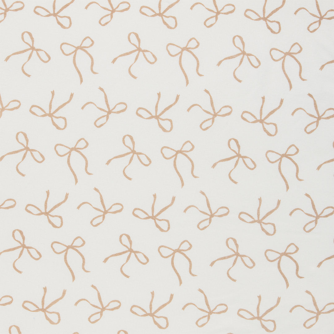Fitted Cot Sheet - Ivory Bow