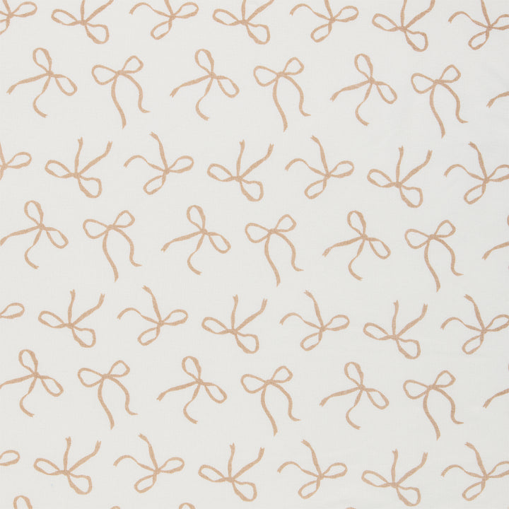 Fitted Cot Sheet - Ivory Bow