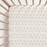 Fitted Cot Sheet - Ivory Bow