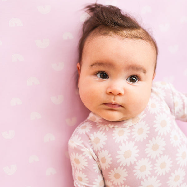 Fitted Cot Sheet - Lilac Rainbow