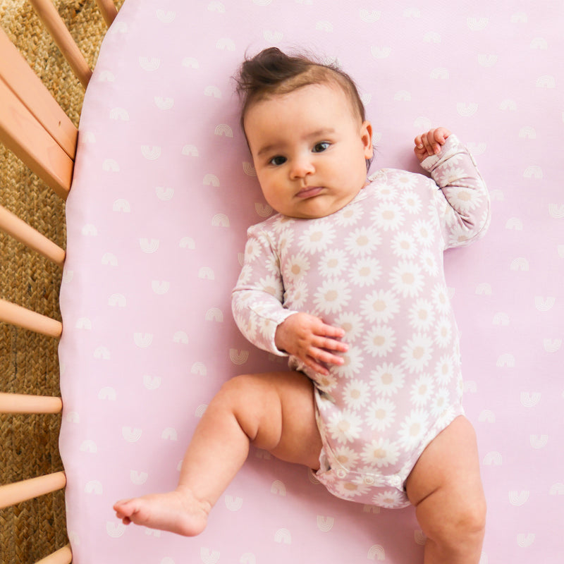 Fitted Cot Sheet - Lilac Rainbow