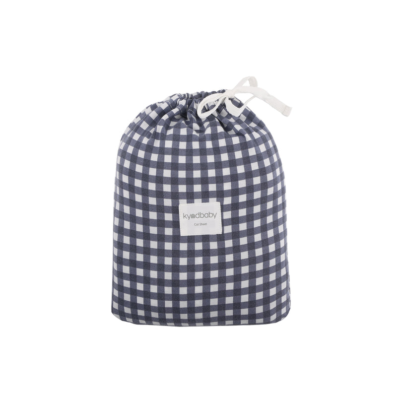 Fitted Cot Sheet - Navy Gingham