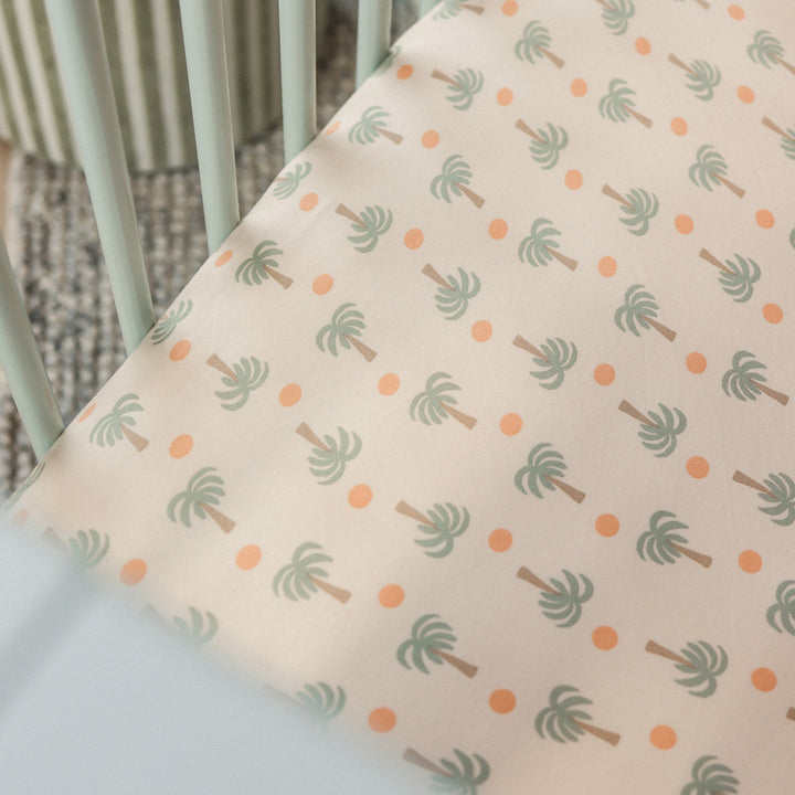Fitted Cot Sheet - Palm Sunset