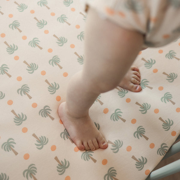 Fitted Cot Sheet - Palm Sunset