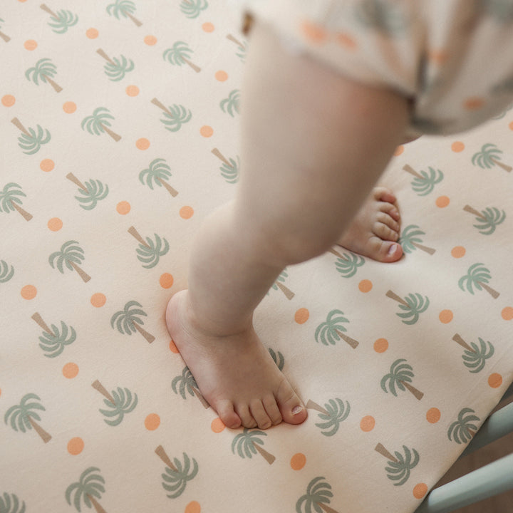 Fitted Cot Sheet - Palm Sunset
